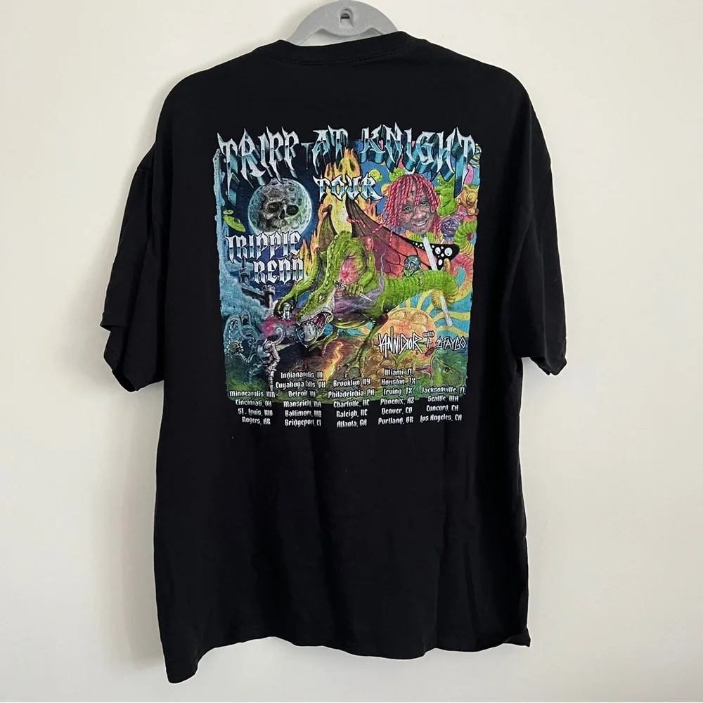 Trippie Redd Trip At Knight Tour 2021 Black Graphic T Shirt 2 Sided Men’s Tee - Picture 8 of 10